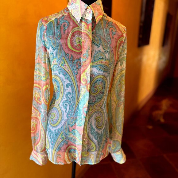 Vintage Dolce & Gabbana Sheer Paisley Blouse - Made in Italy - Size 38 - Picture 1 of 10